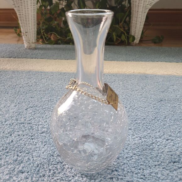 Vintage RMS Queen Mary Water Wine Carafe Crackle Craquelle Glass Cunard Line - Picture 8 of 10